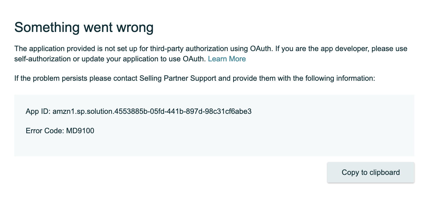 Error shows up when OAuth hasn't been enabled for application